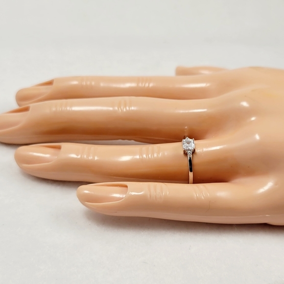 Sterling Silver Dainty Princess Cut Ring - Picture 12 of 13